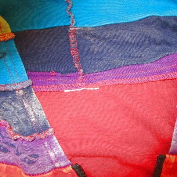 Rising SUNBURST Rainbow Size 2X HOODIE Full Zip SLASHED Jacket HIPPIE Boho ARTSY - Picture 4 of 11